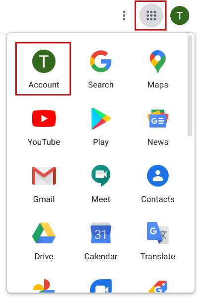 Google 9 dot menu