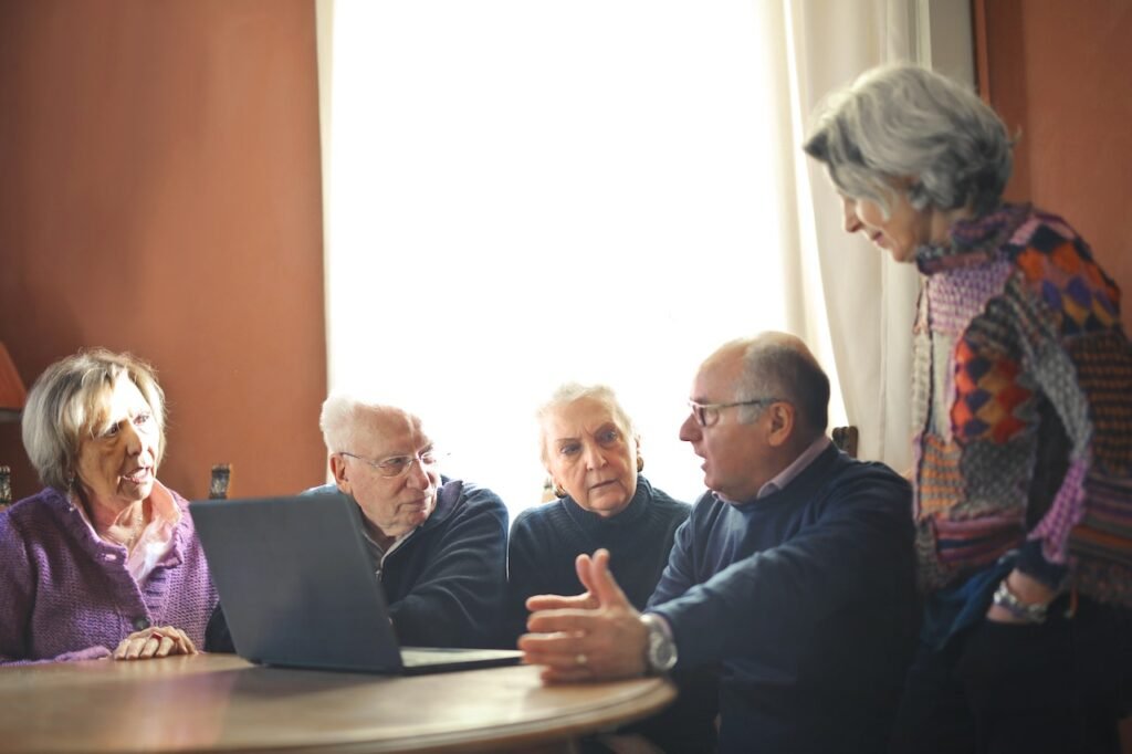 person telling a story to a group of people